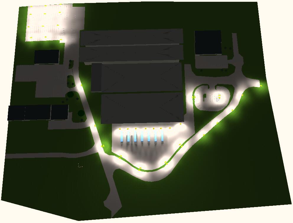 Simulación DIALux de estacionamiento